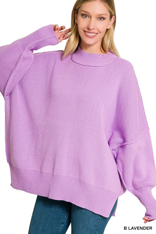 Zenana Side Slit Oversized Sweater